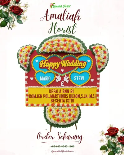 Karangan Papan Bunga Pernikahan di Medan Satria